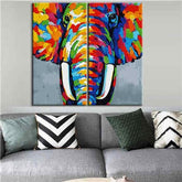 Paint by Numbers Large Elephant Portrait Modern Animal Art 2 Panel (Duo)